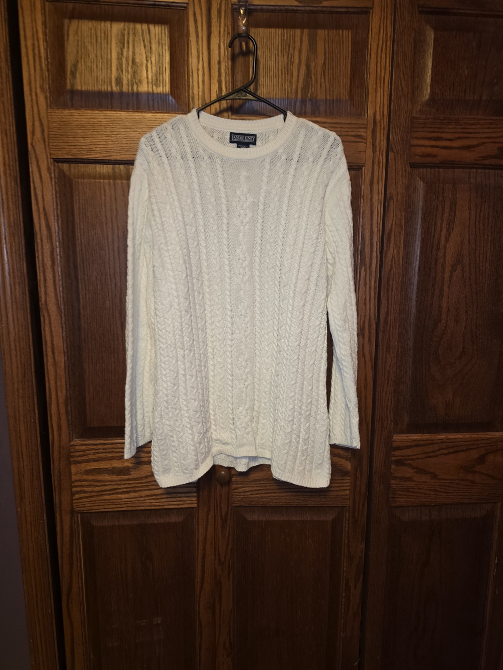 Land's End Cable Knit Sweater - White
